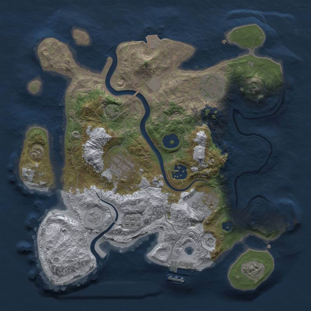 Rust Map: Procedural Map, Size: 3000, Seed: 979456737, 11 Monuments