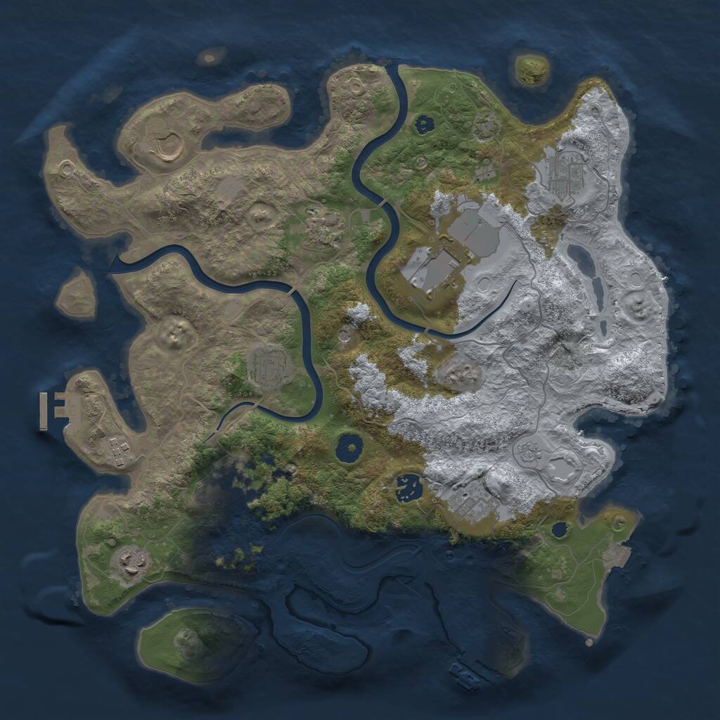 Rust Map: Procedural Map, Size: 3800, Seed: 642026, 16 Monuments