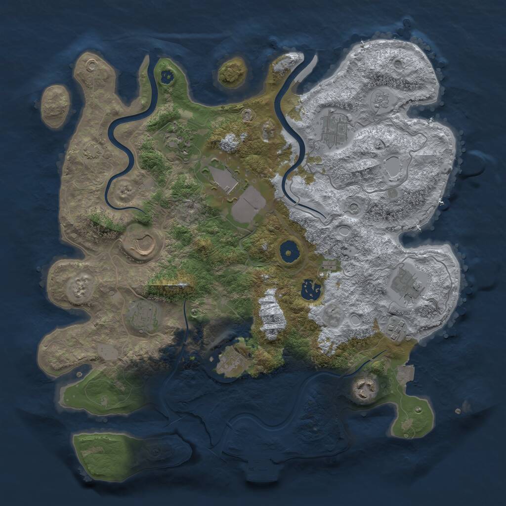 Rust Map: Procedural Map, Size: 3700, Seed: 491671318, 15 Monuments