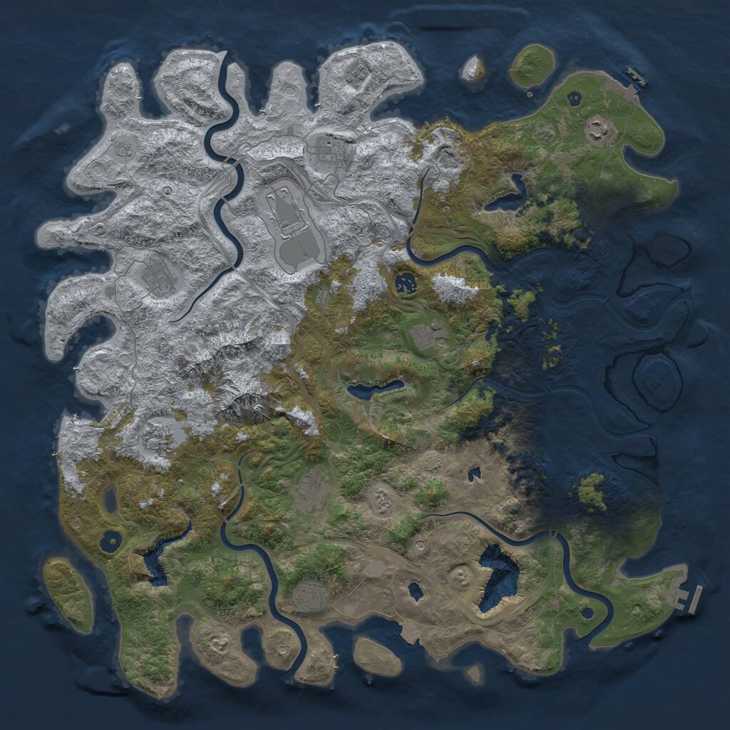 Rust Map: Procedural Map, Size: 5000, Seed: 277594348, 16 Monuments
