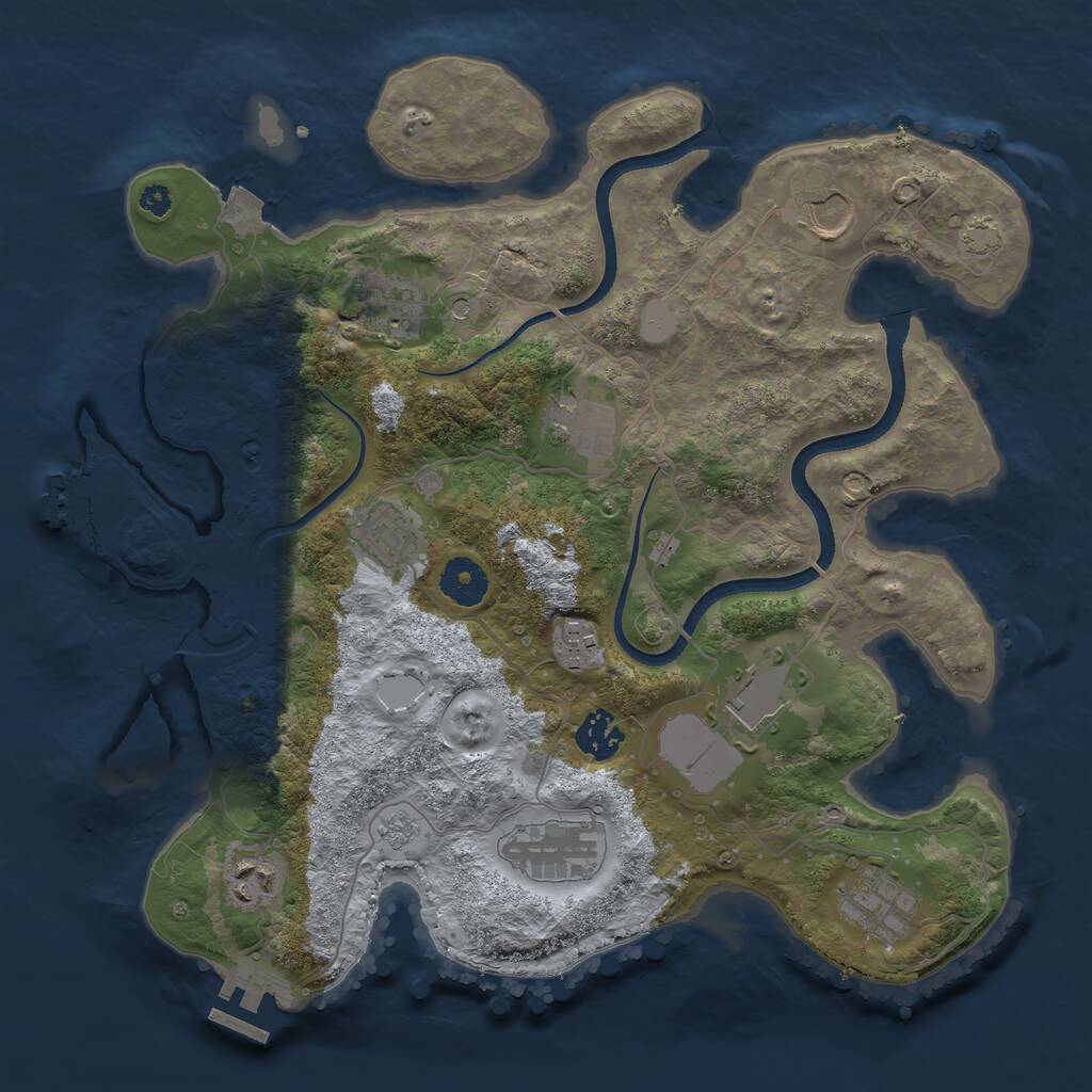 Rust Map: Procedural Map, Size: 3500, Seed: 78839872, 16 Monuments