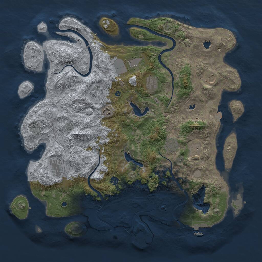 Rust Map: Procedural Map, Size: 4500, Seed: 1158065163, 16 Monuments