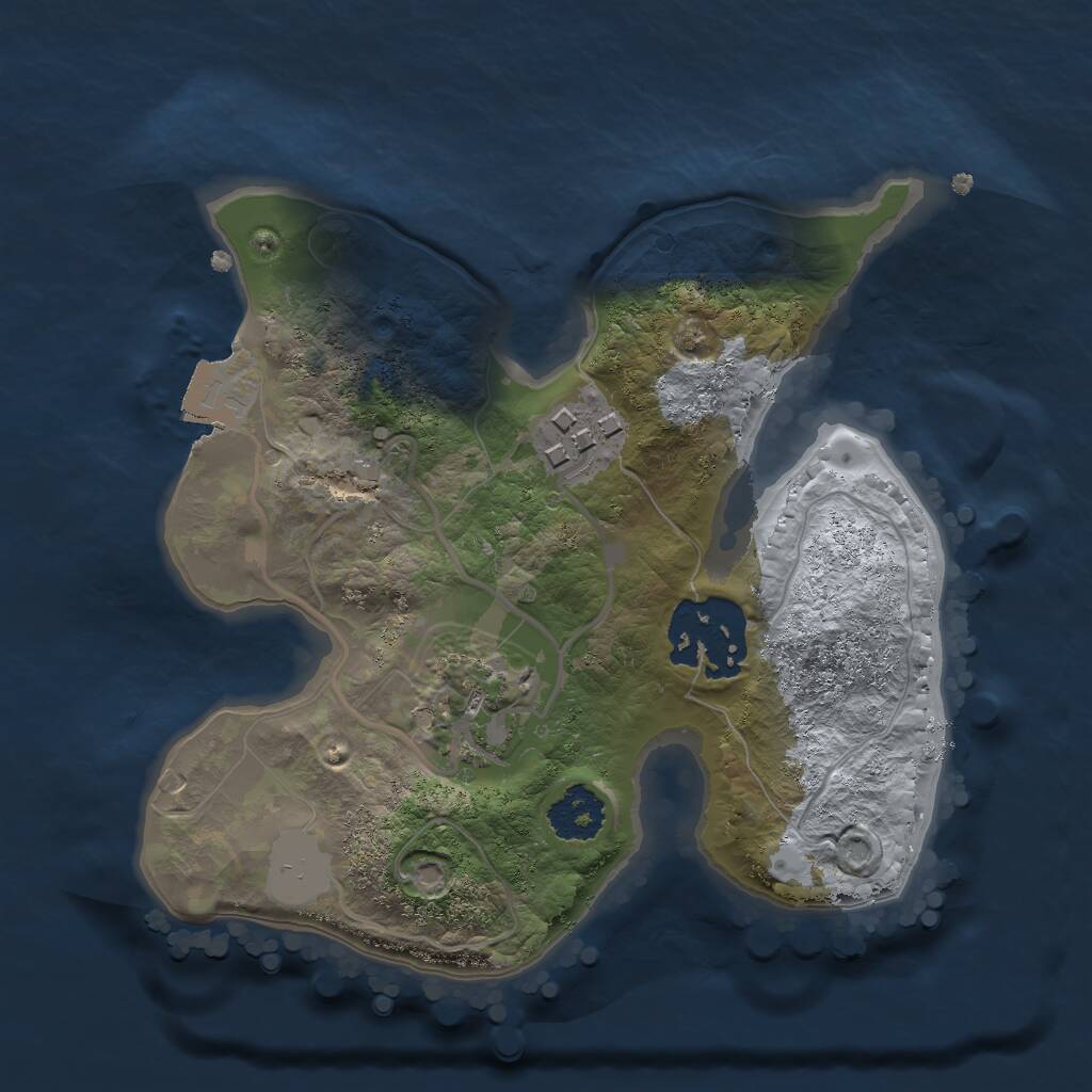 Rust Map: Procedural Map, Size: 2000, Seed: 2075503927, 4 Monuments