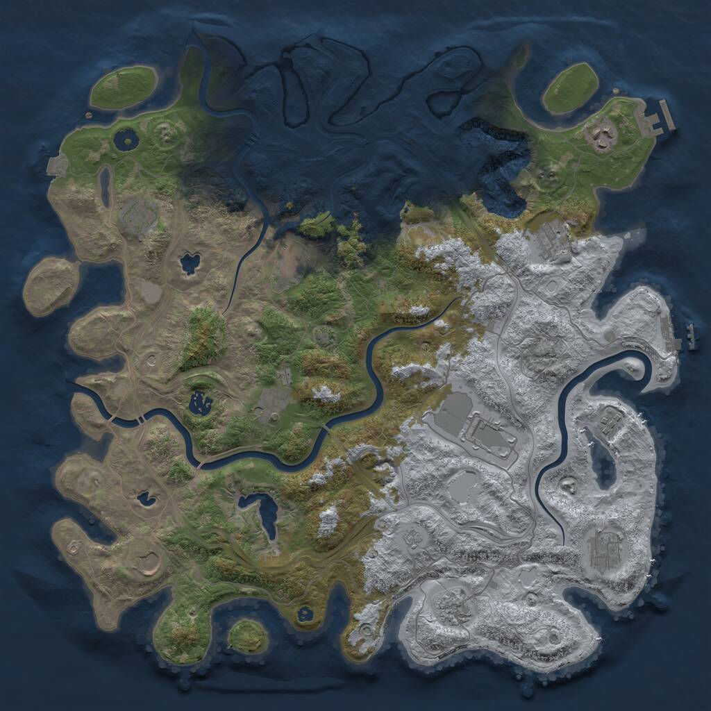 Rust Map: Procedural Map, Size: 4500, Seed: 1149834485, 17 Monuments