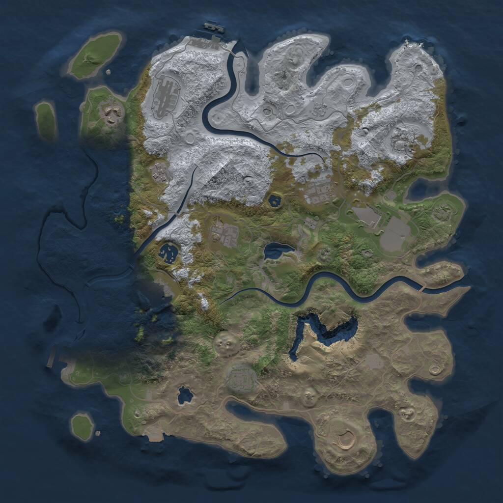Rust Map: Procedural Map, Size: 4000, Seed: 1445862065, 17 Monuments