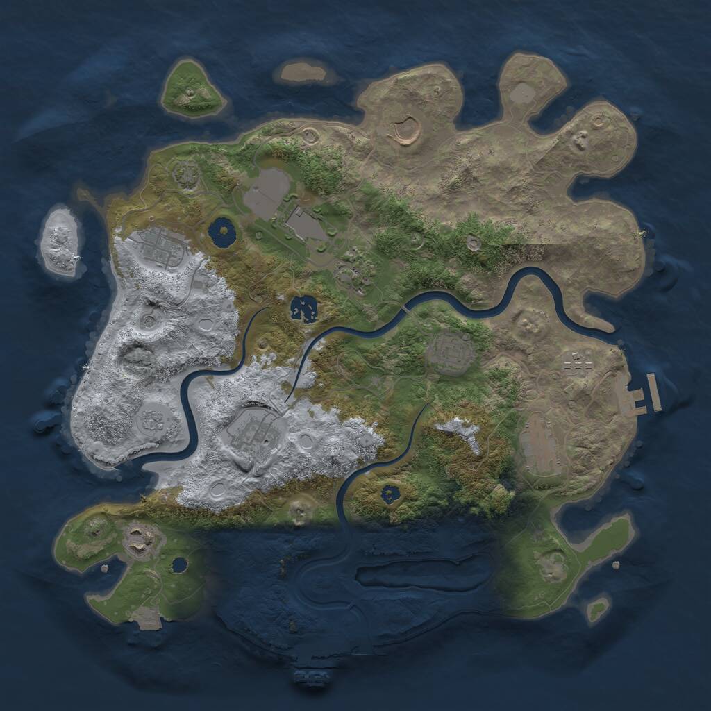 Rust Map: Procedural Map, Size: 3750, Seed: 1554254201, 16 Monuments