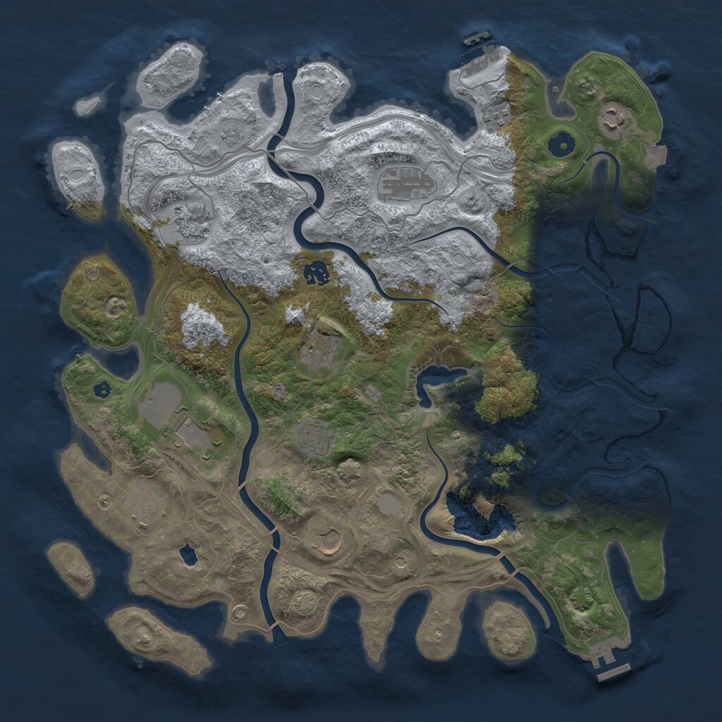 Rust Map: Procedural Map, Size: 4250, Seed: 24899, 16 Monuments