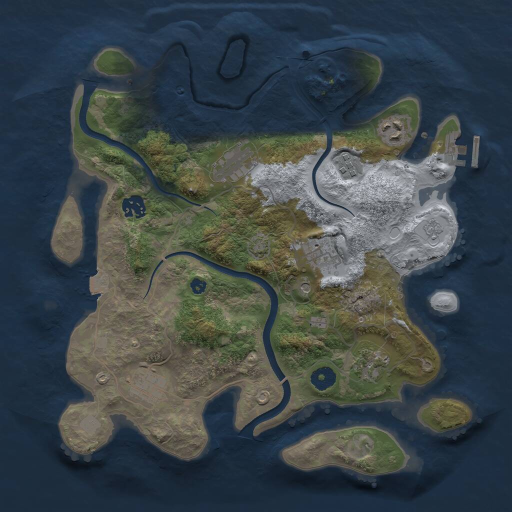 Rust Map: Procedural Map, Size: 3250, Seed: 10101010, 12 Monuments