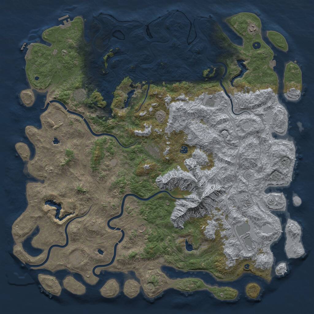Rust Map: Procedural Map, Size: 6000, Seed: 51948, 17 Monuments