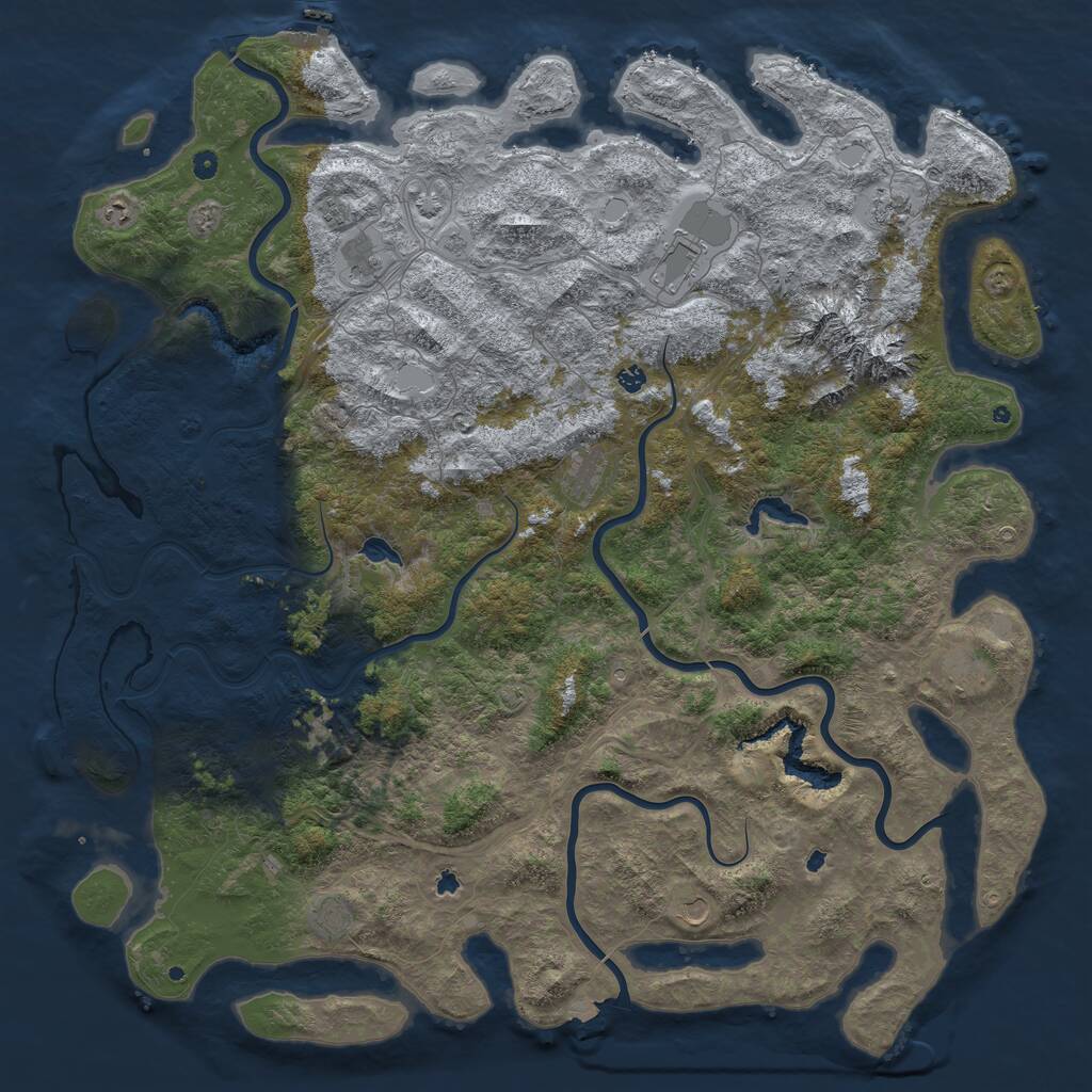 Rust Map: Procedural Map, Size: 6000, Seed: 125584568, 17 Monuments