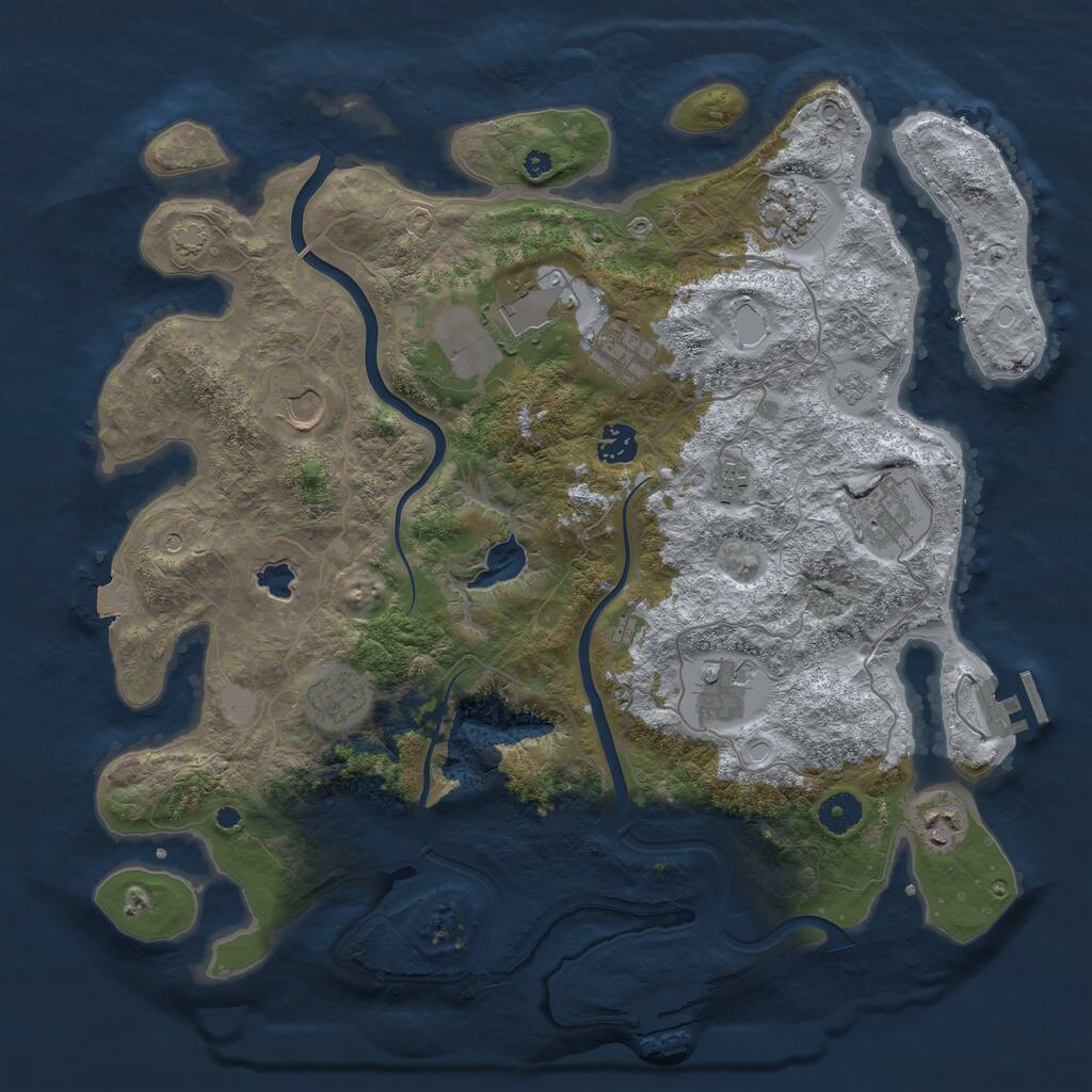 Rust Map: Procedural Map, Size: 4000, Seed: 422422948, 16 Monuments