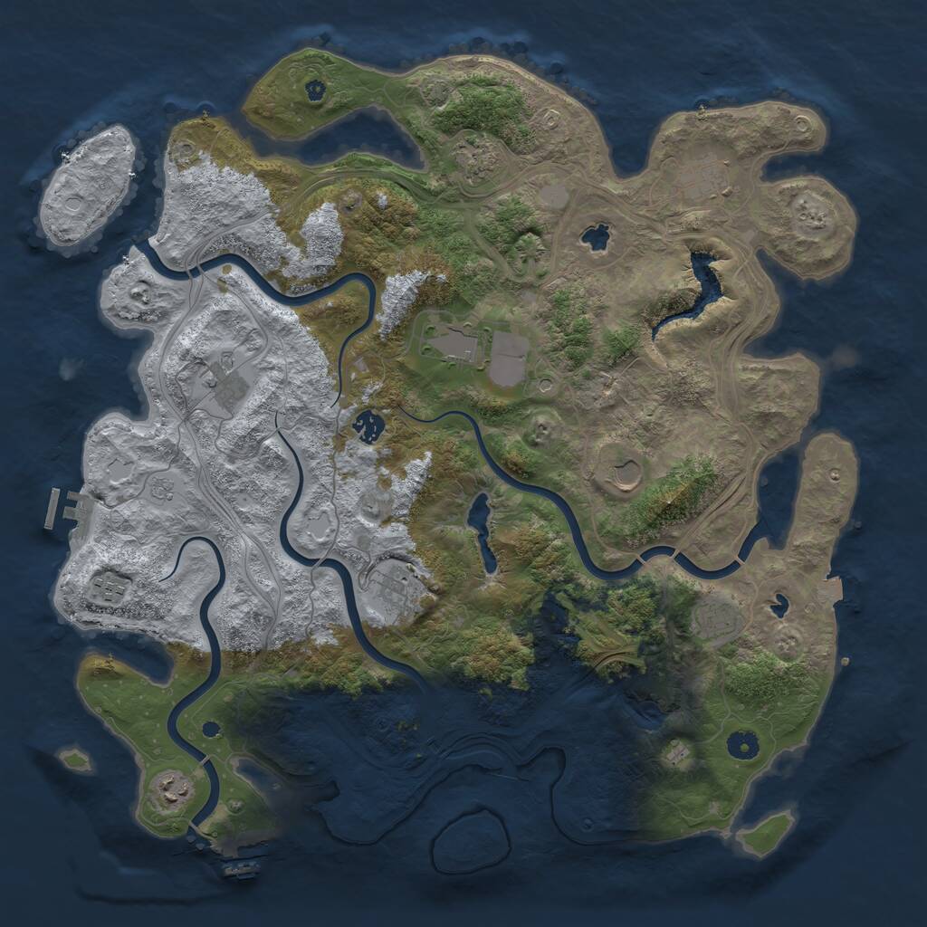 Rust Map: Procedural Map, Size: 4500, Seed: 1516549693, 16 Monuments