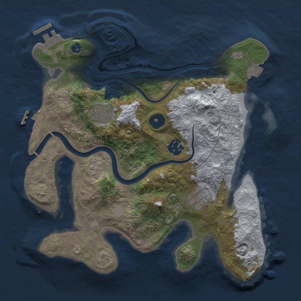 Rust Map: Procedural Map, Size: 3000, Seed: 38127304, 9 Monuments