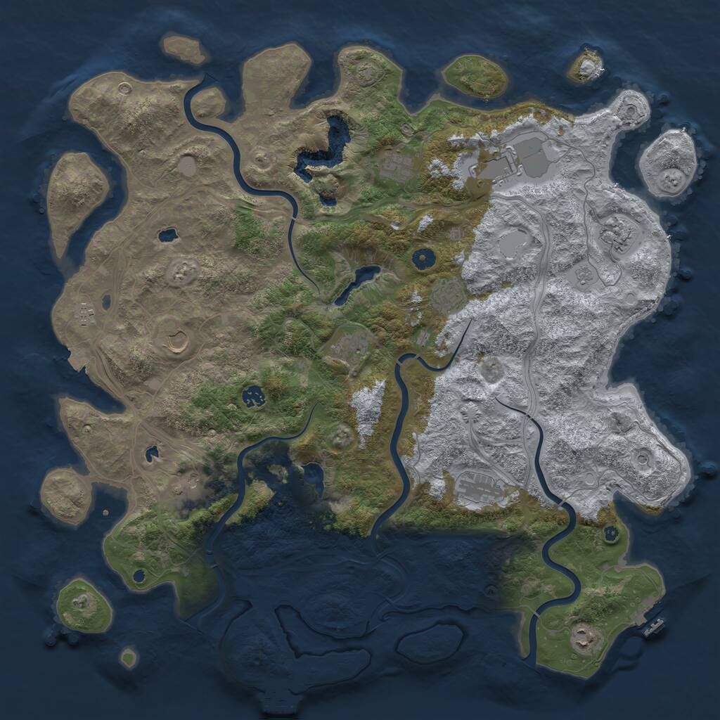 Rust Map: Procedural Map, Size: 4900, Seed: 1879592435, 17 Monuments