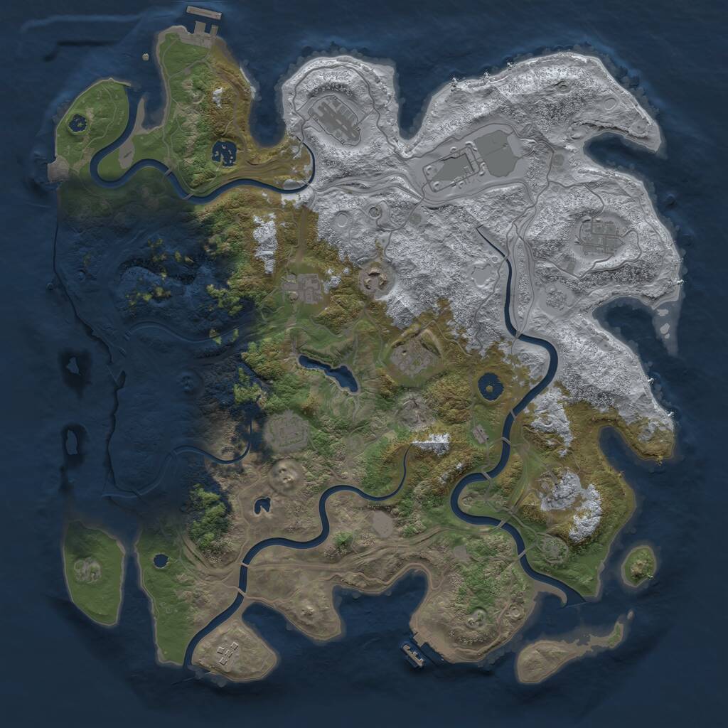 Rust Map: Procedural Map, Size: 4250, Seed: 991204, 16 Monuments