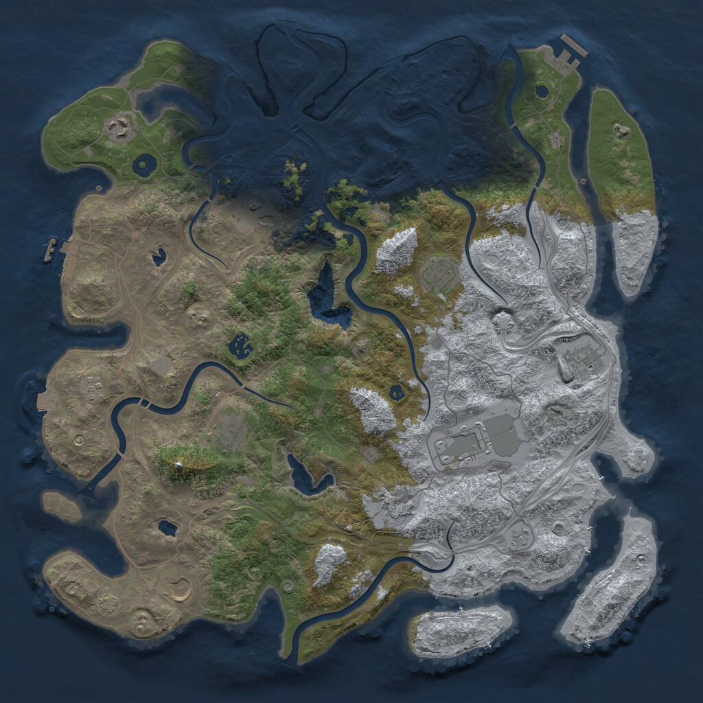 Rust Map: Procedural Map, Size: 4500, Seed: 926349, 16 Monuments