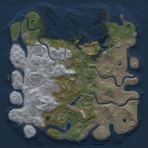 Thumbnail Rust Map: Procedural Map, Size: 4500, Seed: 13983, 17 Monuments