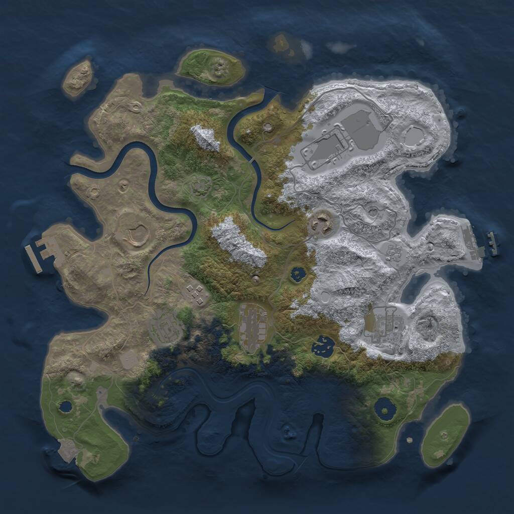 Rust Map: Procedural Map, Size: 3500, Seed: 42352323, 14 Monuments