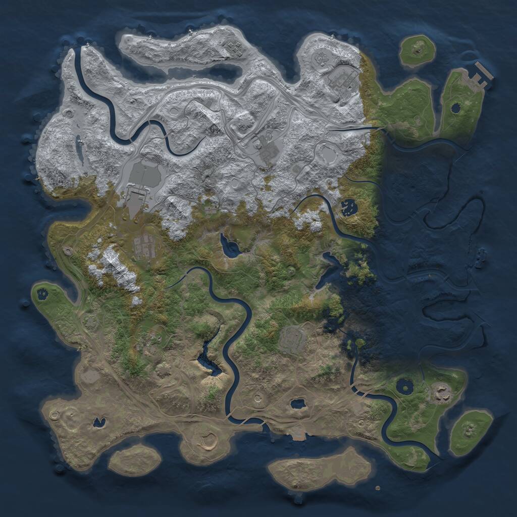 Rust Map: Procedural Map, Size: 4500, Seed: 255464, 16 Monuments