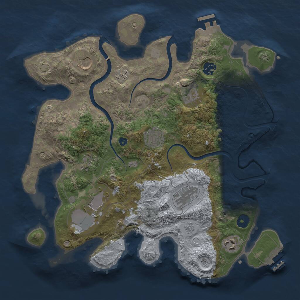 Rust Map: Procedural Map, Size: 3500, Seed: 1749119382, 15 Monuments