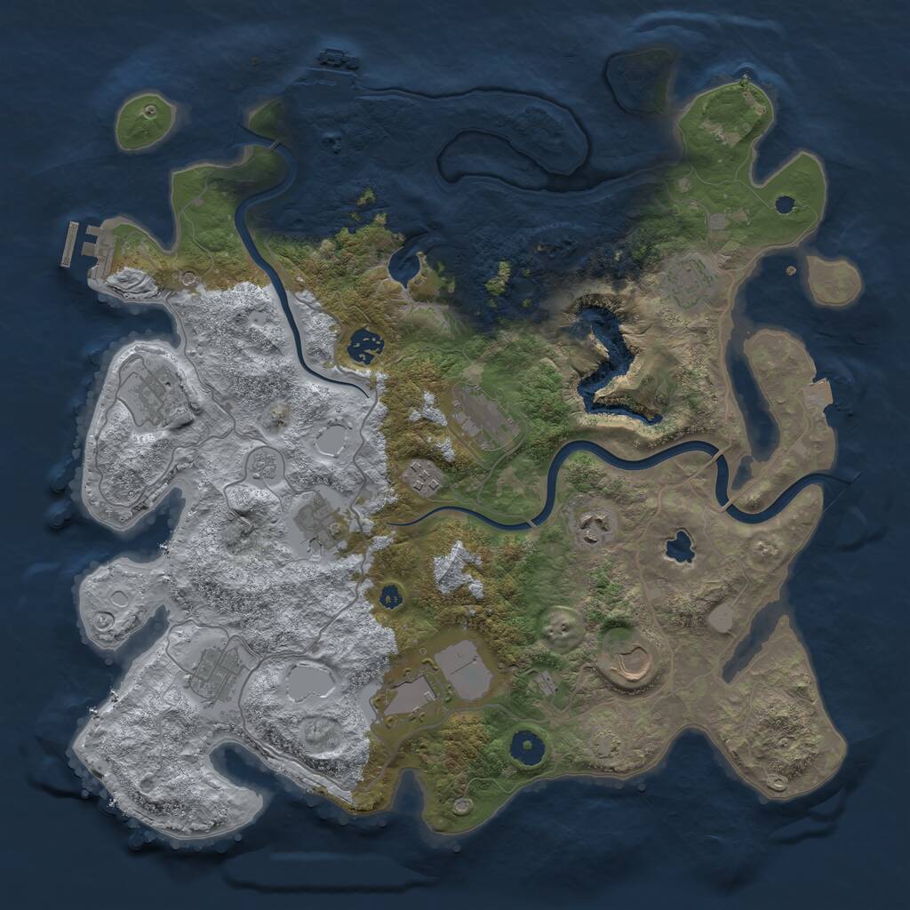 Rust Map: Procedural Map, Size: 4000, Seed: 220848, 16 Monuments