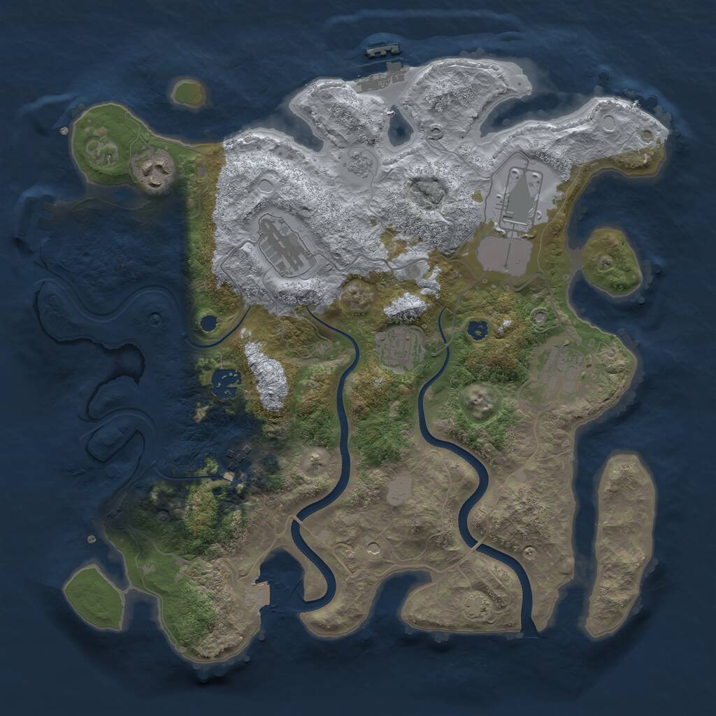 Rust Map: Procedural Map, Size: 3521, Seed: 1, 13 Monuments