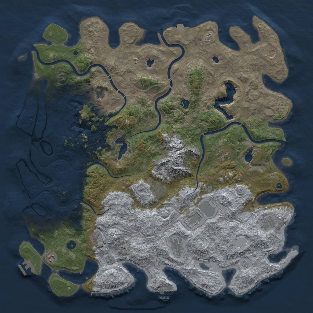 Rust Map: Procedural Map, Size: 5250, Seed: 671870297, 17 Monuments
