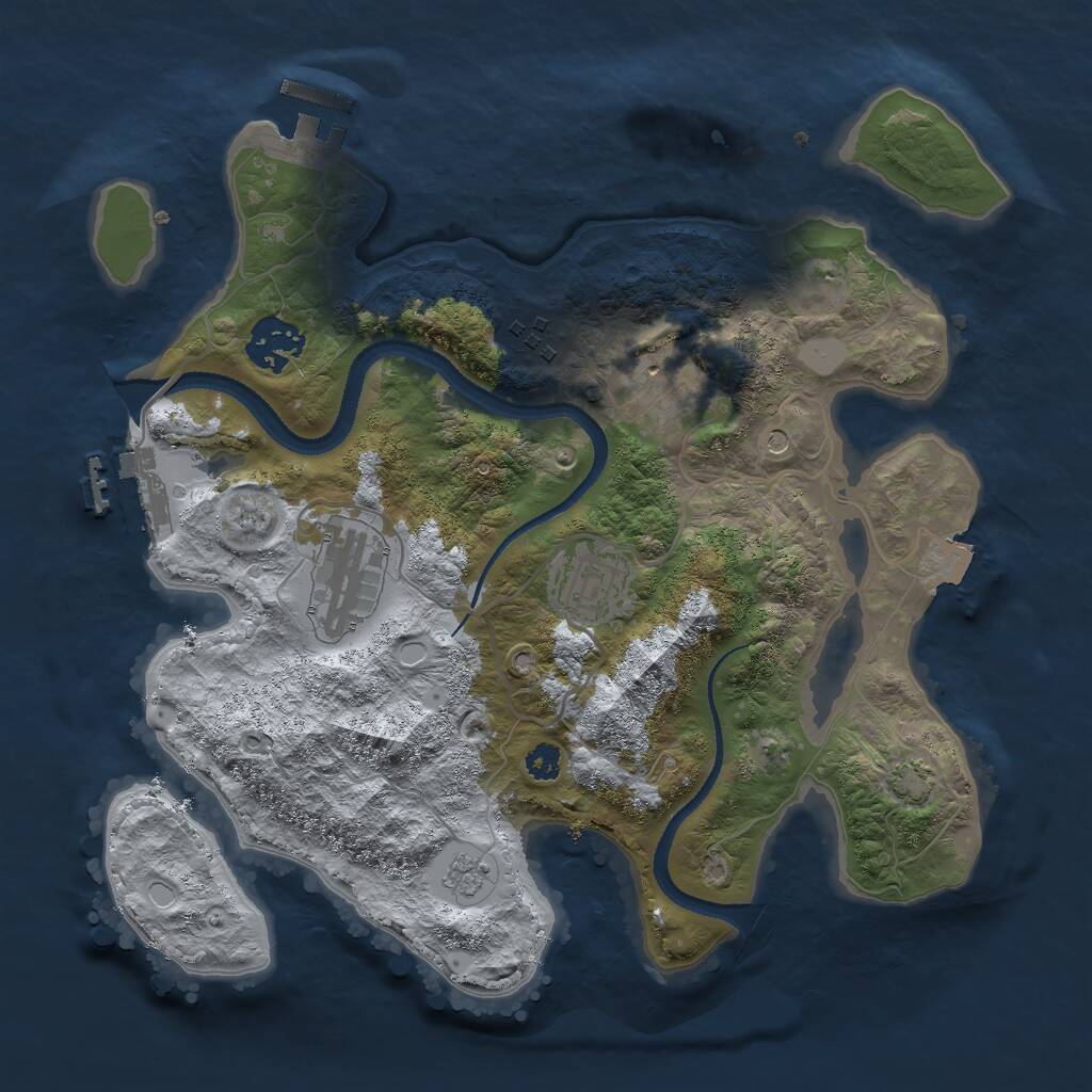 Rust Map: Procedural Map, Size: 3000, Seed: 345124589, 11 Monuments