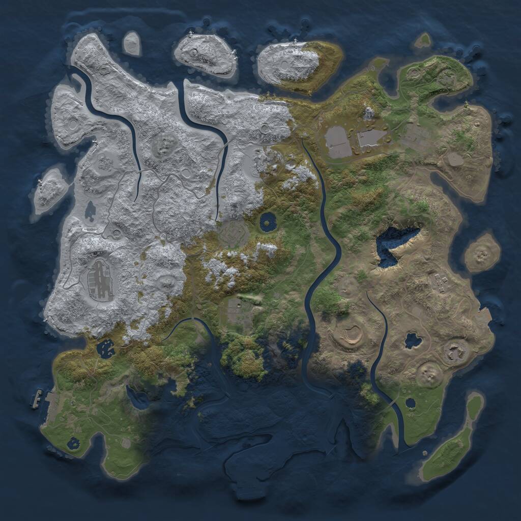 Rust Map: Procedural Map, Size: 4200, Seed: 46890, 16 Monuments