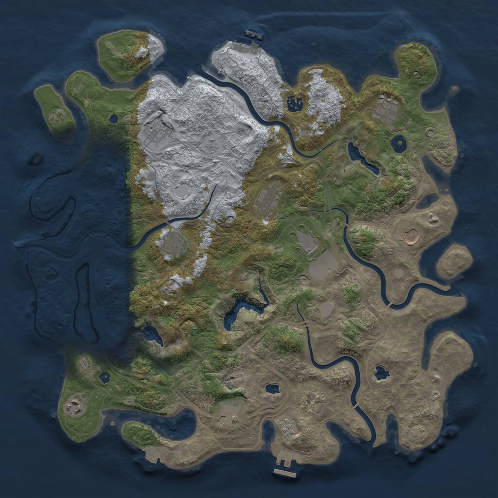 Rust Map: Procedural Map, Size: 4500, Seed: 1373469093, 17 Monuments