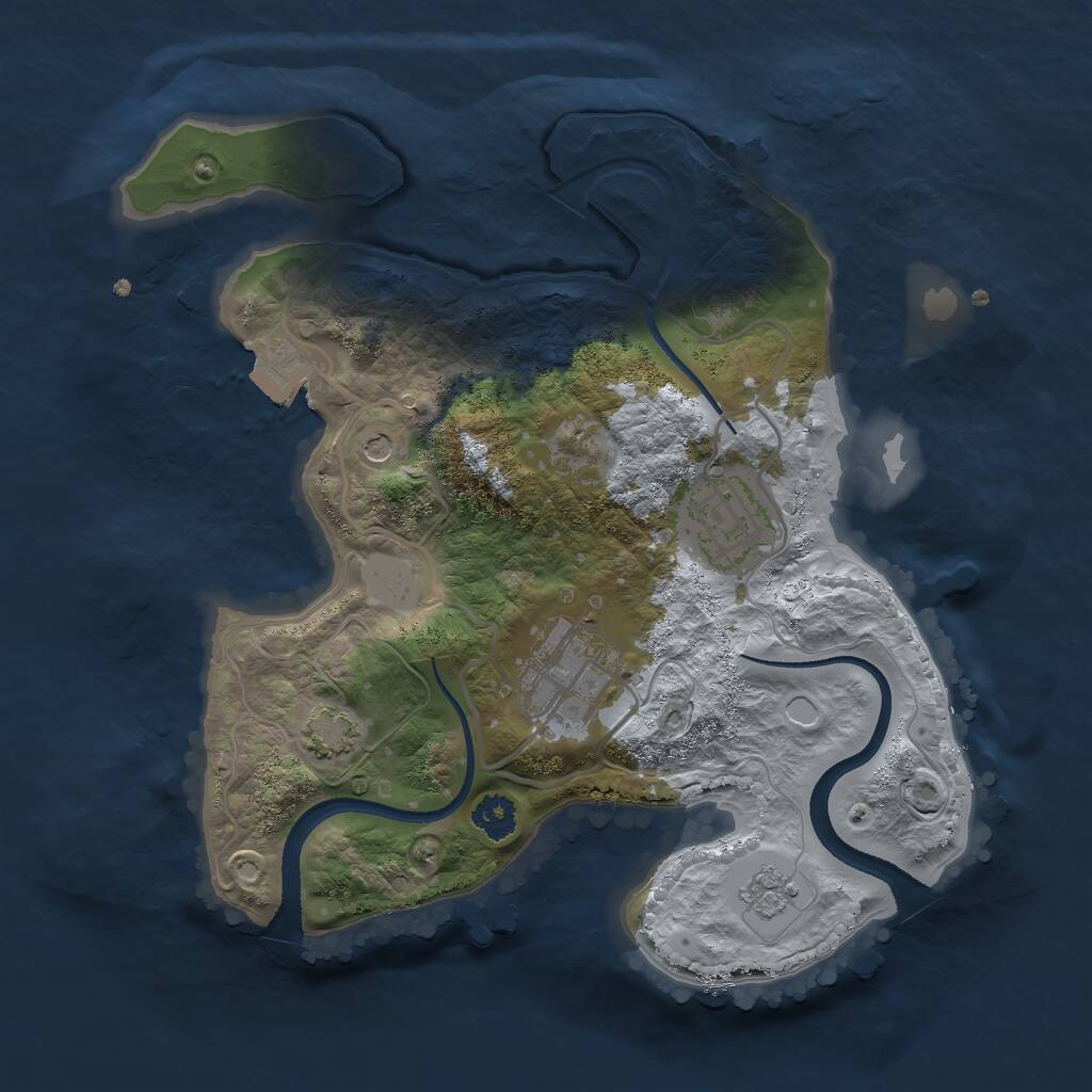 Rust Map: Procedural Map, Size: 2500, Seed: 3423287, 6 Monuments