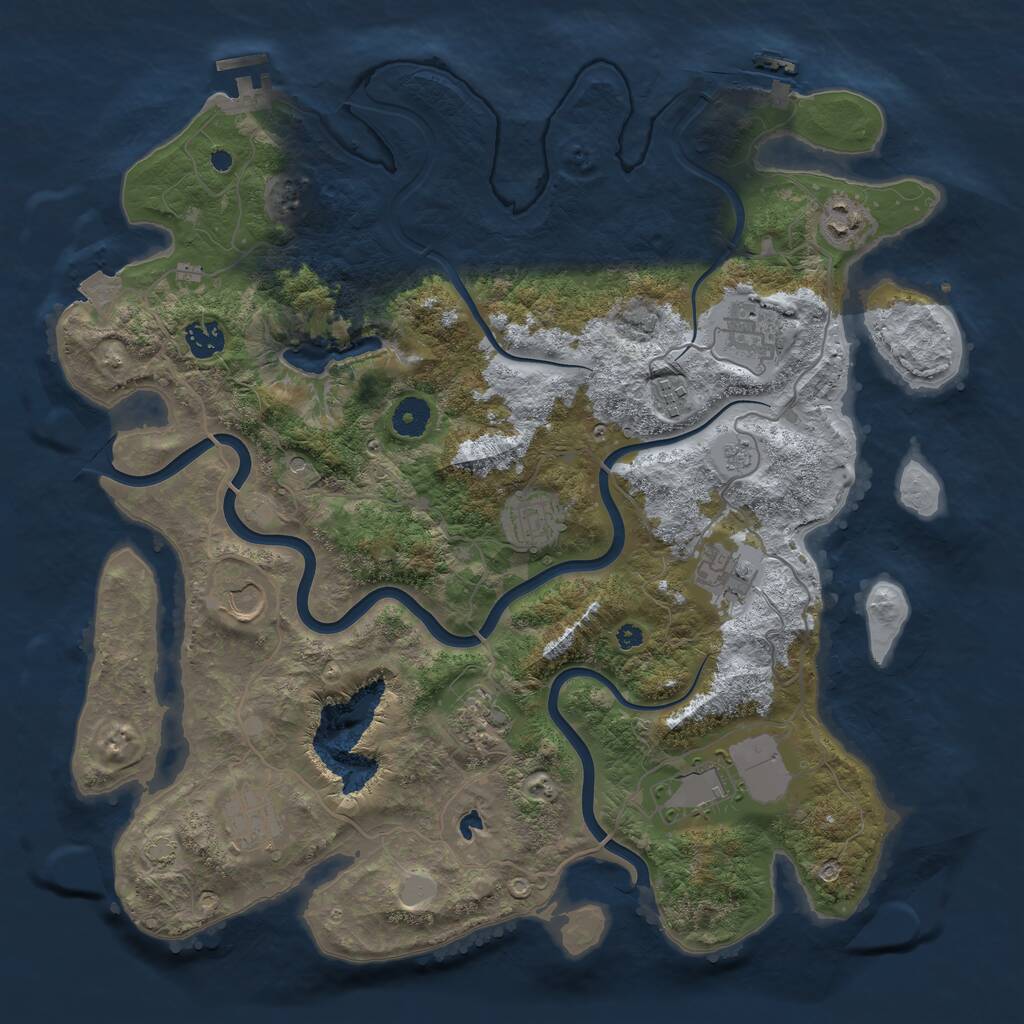 Rust Map: Procedural Map, Size: 4000, Seed: 432235, 16 Monuments