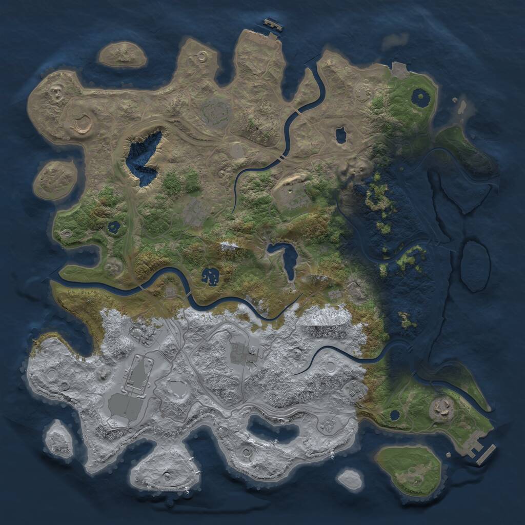 Rust Map: Procedural Map, Size: 4250, Seed: 555000111, 16 Monuments