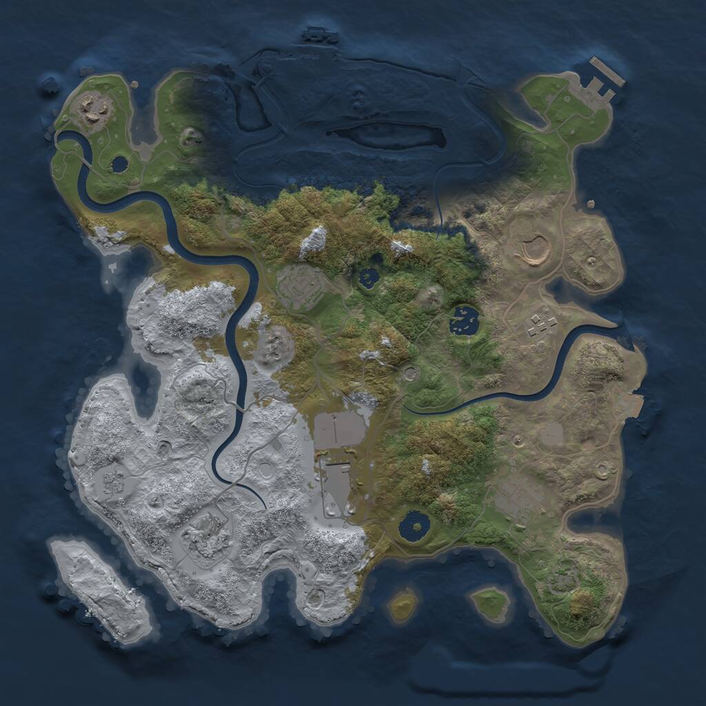 Rust Map: Procedural Map, Size: 3500, Seed: 851931717, 14 Monuments