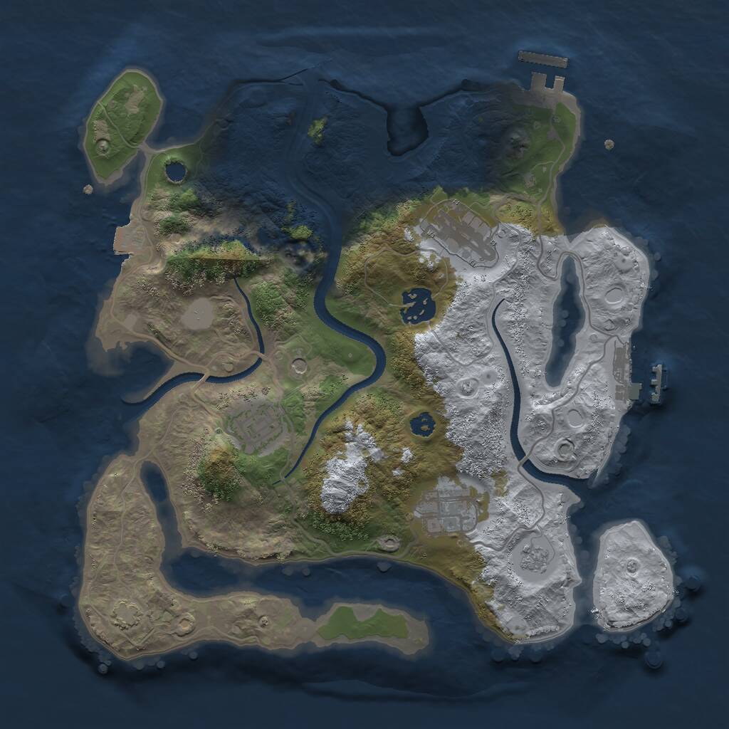 Rust Map: Procedural Map, Size: 3000, Seed: 739625, 10 Monuments