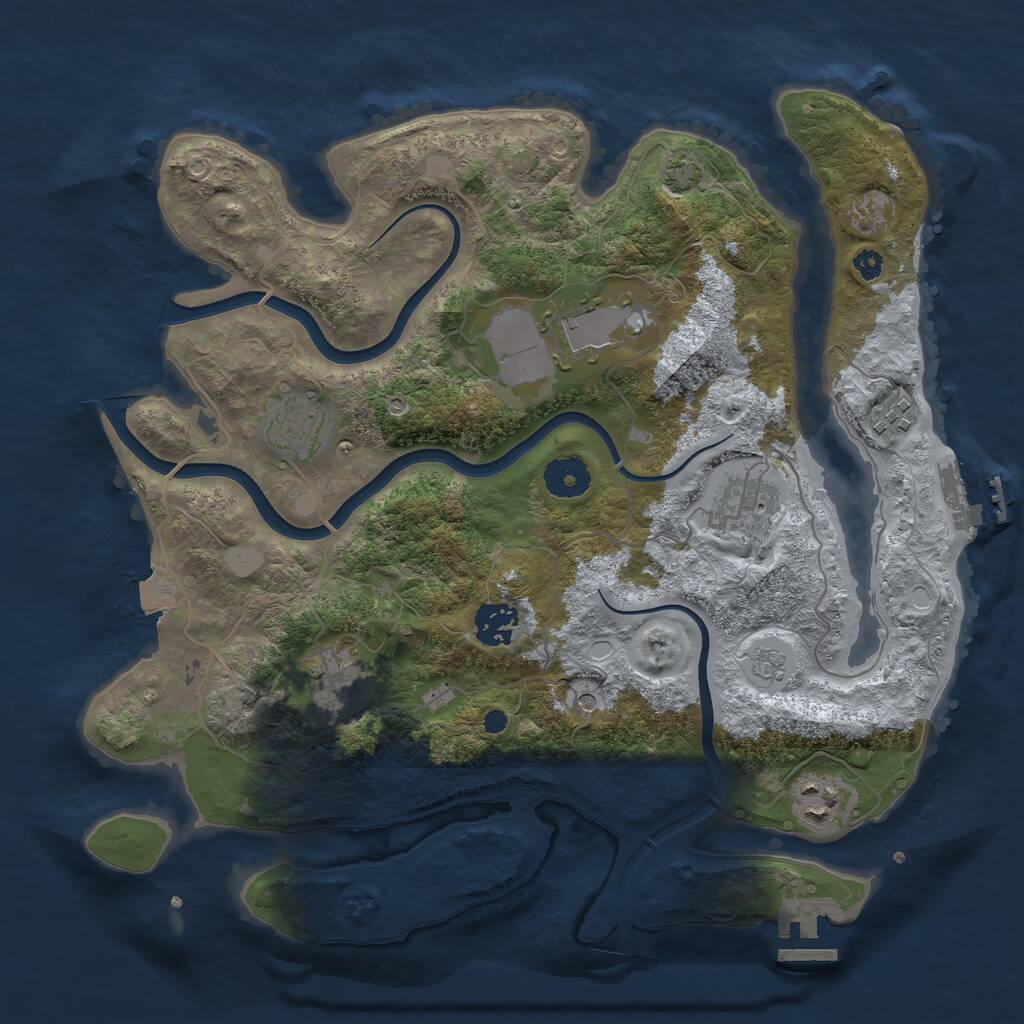 Rust Map: Procedural Map, Size: 3500, Seed: 409053909, 13 Monuments
