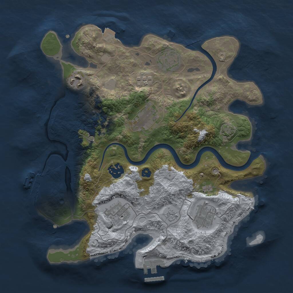Rust Map: Procedural Map, Size: 3000, Seed: 674252, 13 Monuments