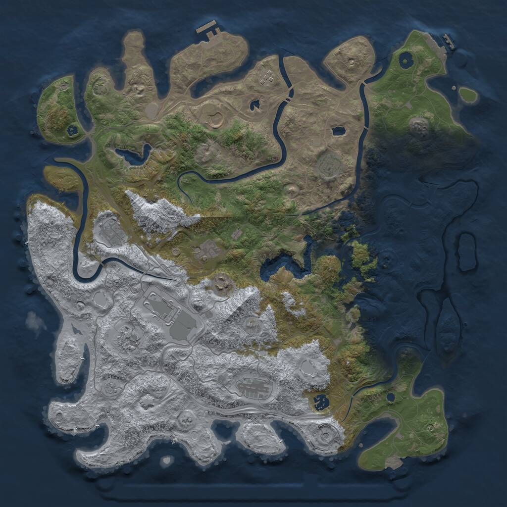 Rust Map: Procedural Map, Size: 4800, Seed: 154443134, 16 Monuments