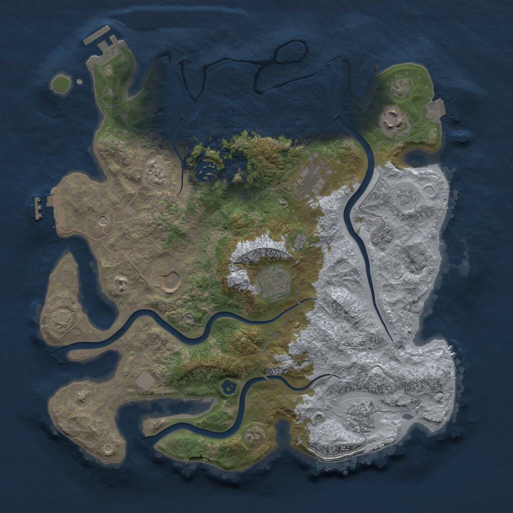Rust Map: Procedural Map, Size: 3500, Seed: 958281157, 13 Monuments