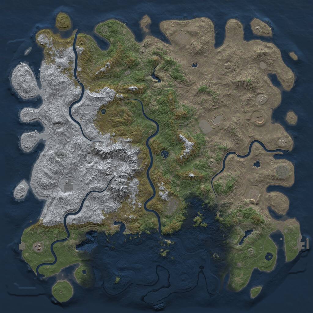 Rust Map: Procedural Map, Size: 6000, Seed: 1254006441, 17 Monuments