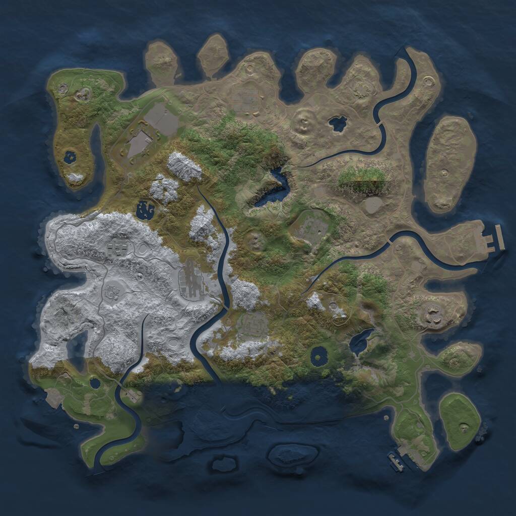 Rust Map: Procedural Map, Size: 4050, Seed: 1831742388, 14 Monuments