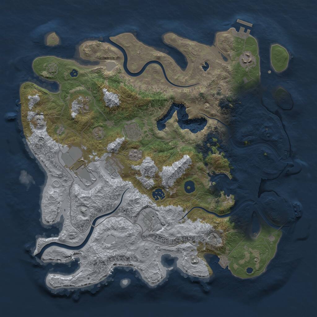 Rust Map: Procedural Map, Size: 4000, Seed: 154443134, 14 Monuments