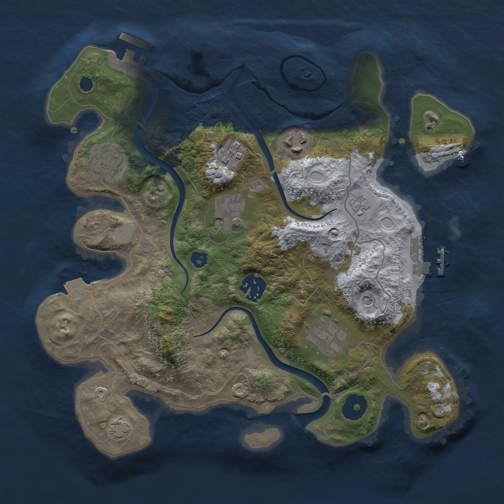 Rust Map: Procedural Map, Size: 3000, Seed: 27744, 12 Monuments