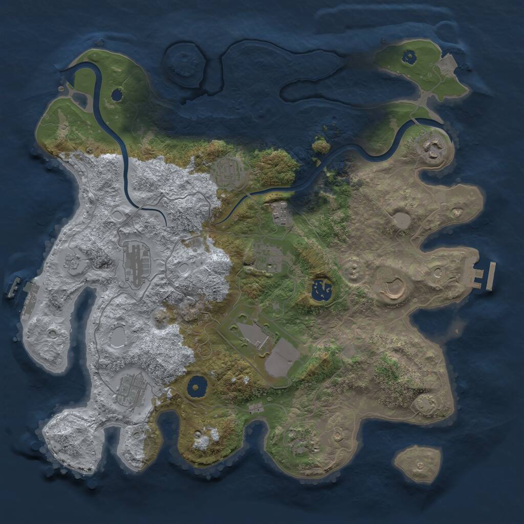 Rust Map: Procedural Map, Size: 3700, Seed: 503512734, 16 Monuments