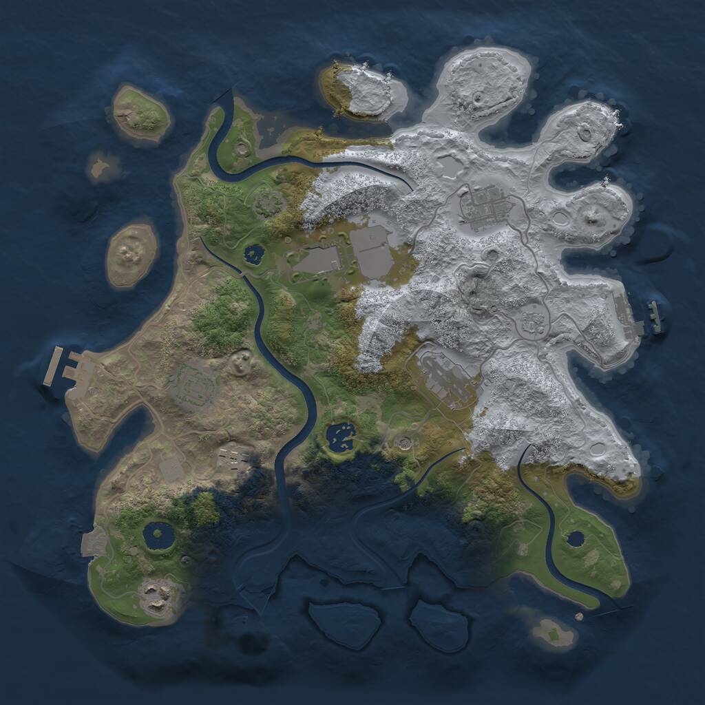 Rust Map: Procedural Map, Size: 3500, Seed: 695090522, 13 Monuments