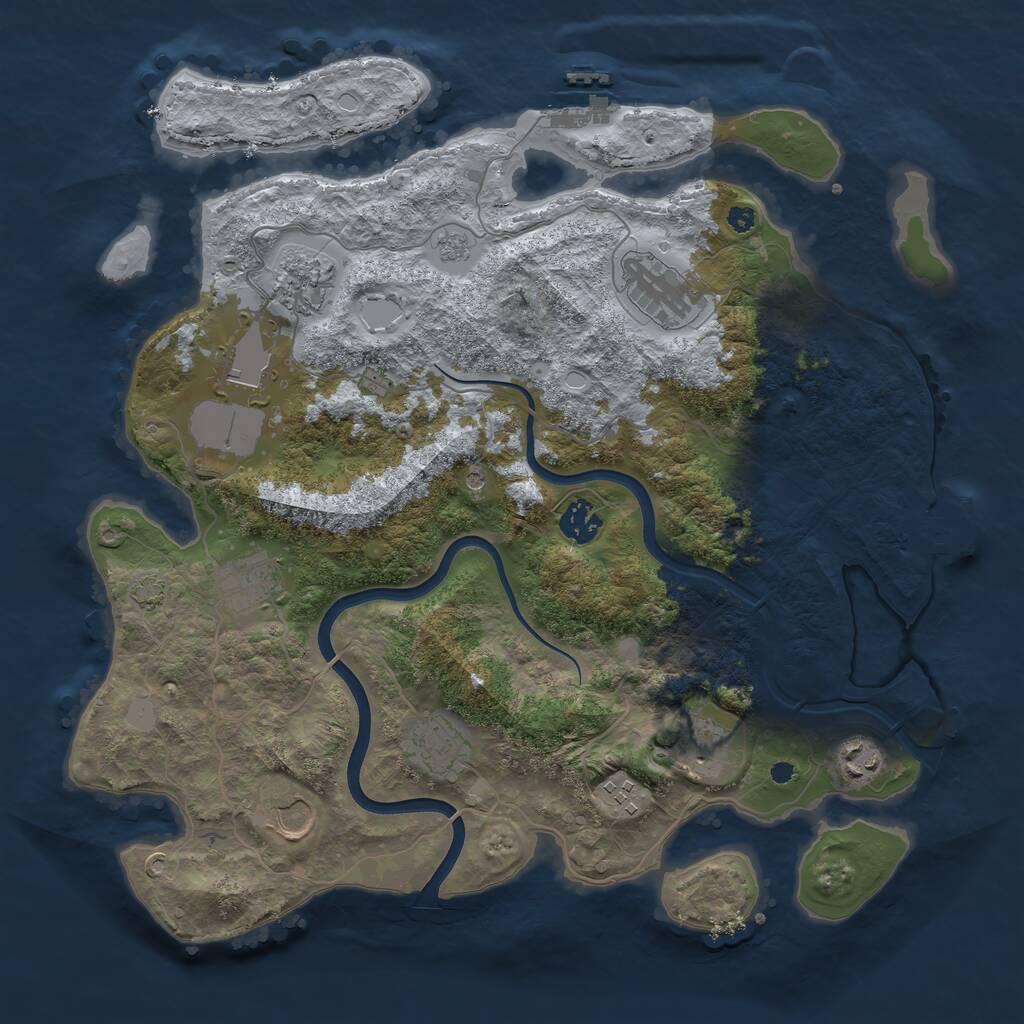 Rust Map: Procedural Map, Size: 3750, Seed: 309905543, 16 Monuments
