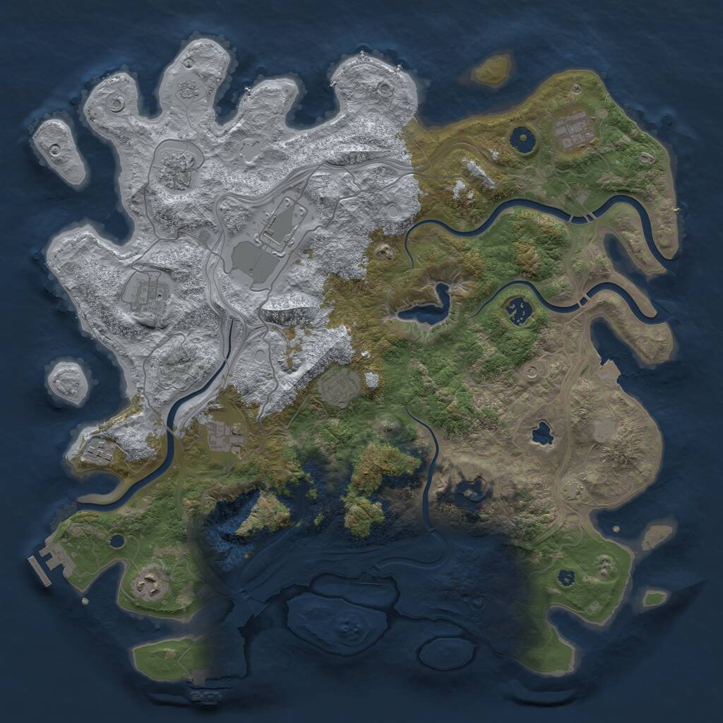 Rust Map: Procedural Map, Size: 4300, Seed: 840571269, 16 Monuments