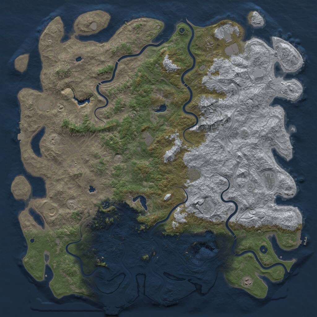 Rust Map: Procedural Map, Size: 6000, Seed: 1599243363, 17 Monuments