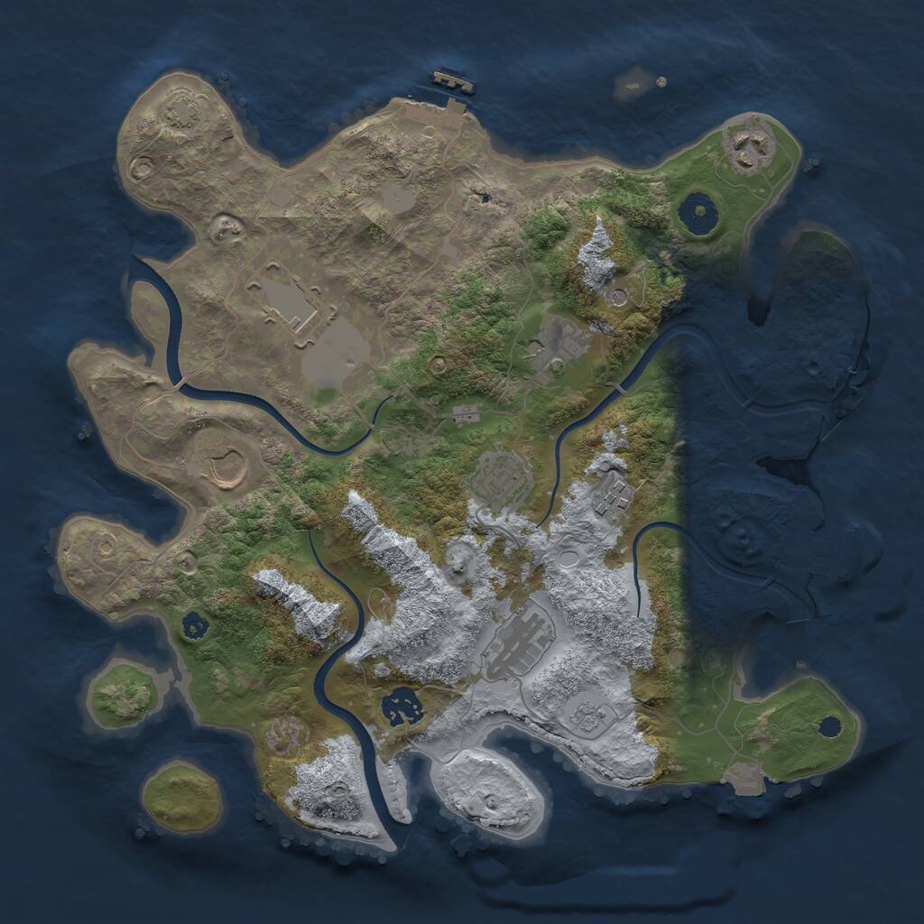 Rust Map: Procedural Map, Size: 3500, Seed: 287175241, 14 Monuments