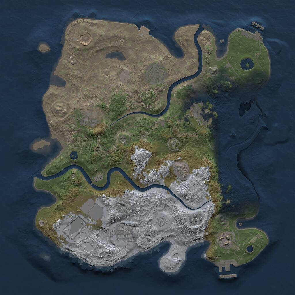 Rust Map: Procedural Map, Size: 3500, Seed: 1996497878, 14 Monuments